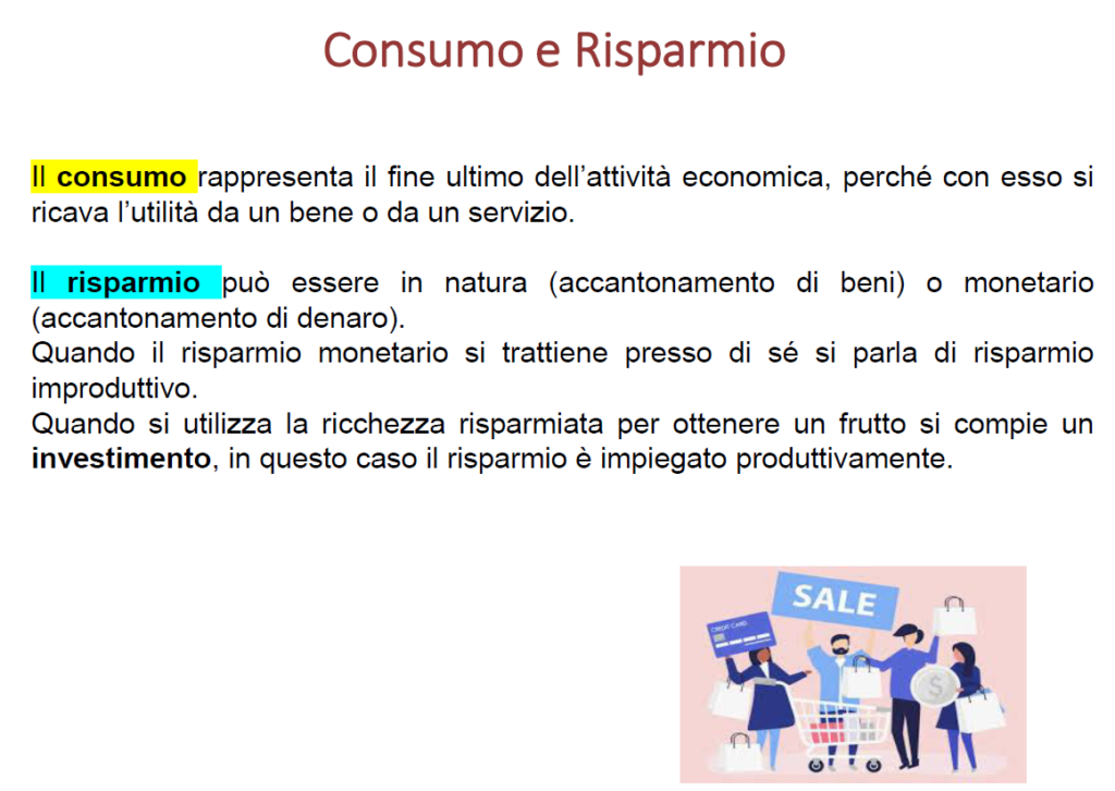 Il Risparmio consumo e risparmio | DSA Study Maps
